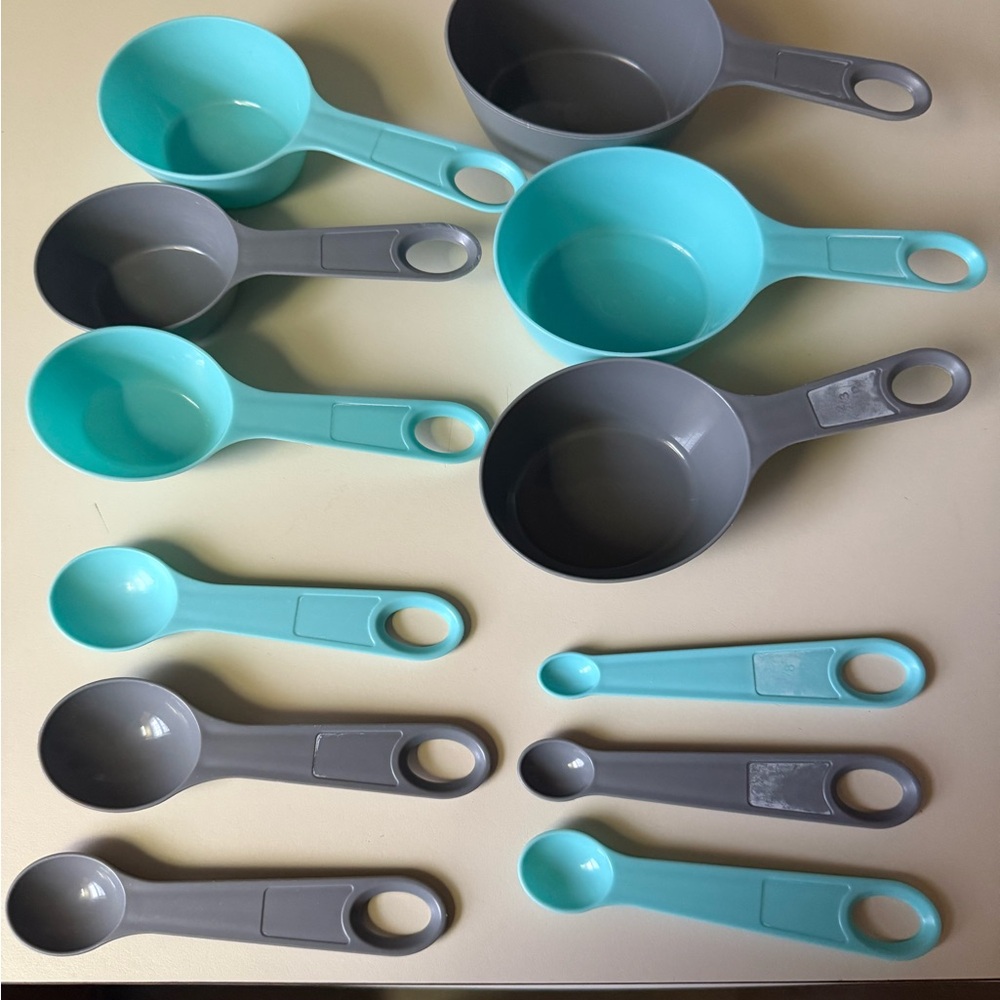 Farberware Gray and Teal Measuring Cups and Spoons Set